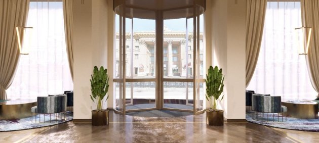 Современный фасад с панорамным остеклением